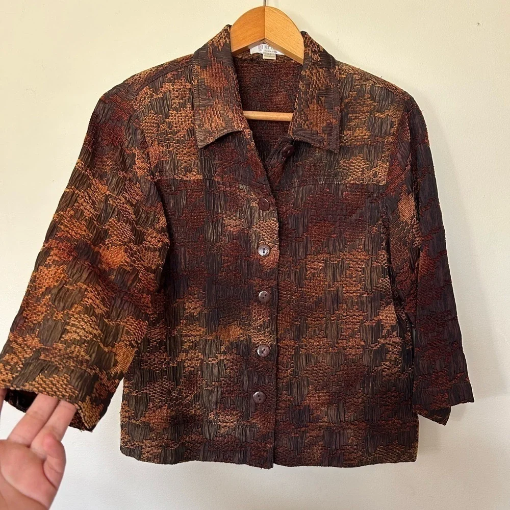 VTG Y2K ERIN LONDON BROWN BUTTON DOWN OPEN CARDIGAN JACKET SIZE‎ S P Grunge